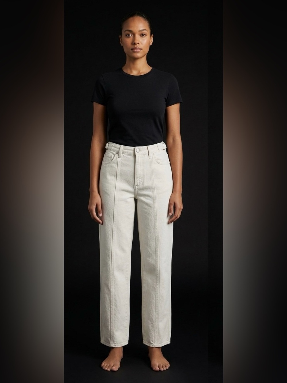 PacSun Women's Straight-Leg Jeans in Off-White